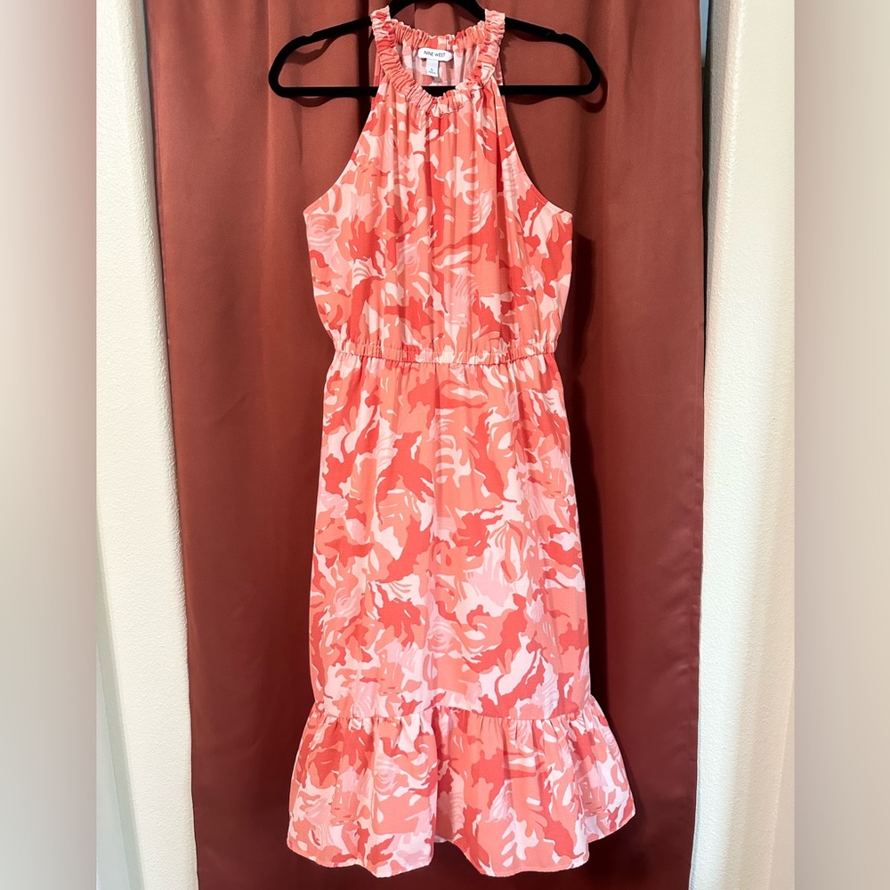 Nine West Coral Ruffle Hem Maxi Dress